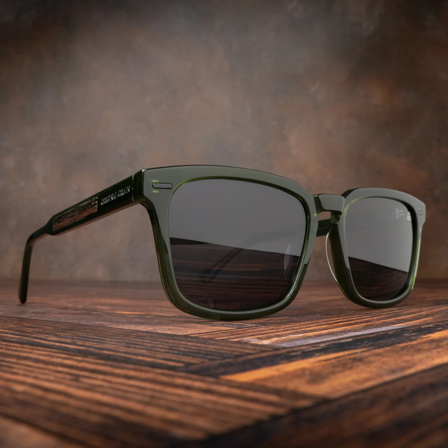 Sunset Black Walnut Transparent Green Sunglasses - Image 3