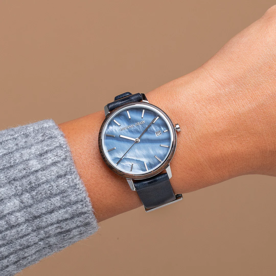 Ebony Stainless Steel Mother of Pearl Modern Minimal 36mm - Image 3