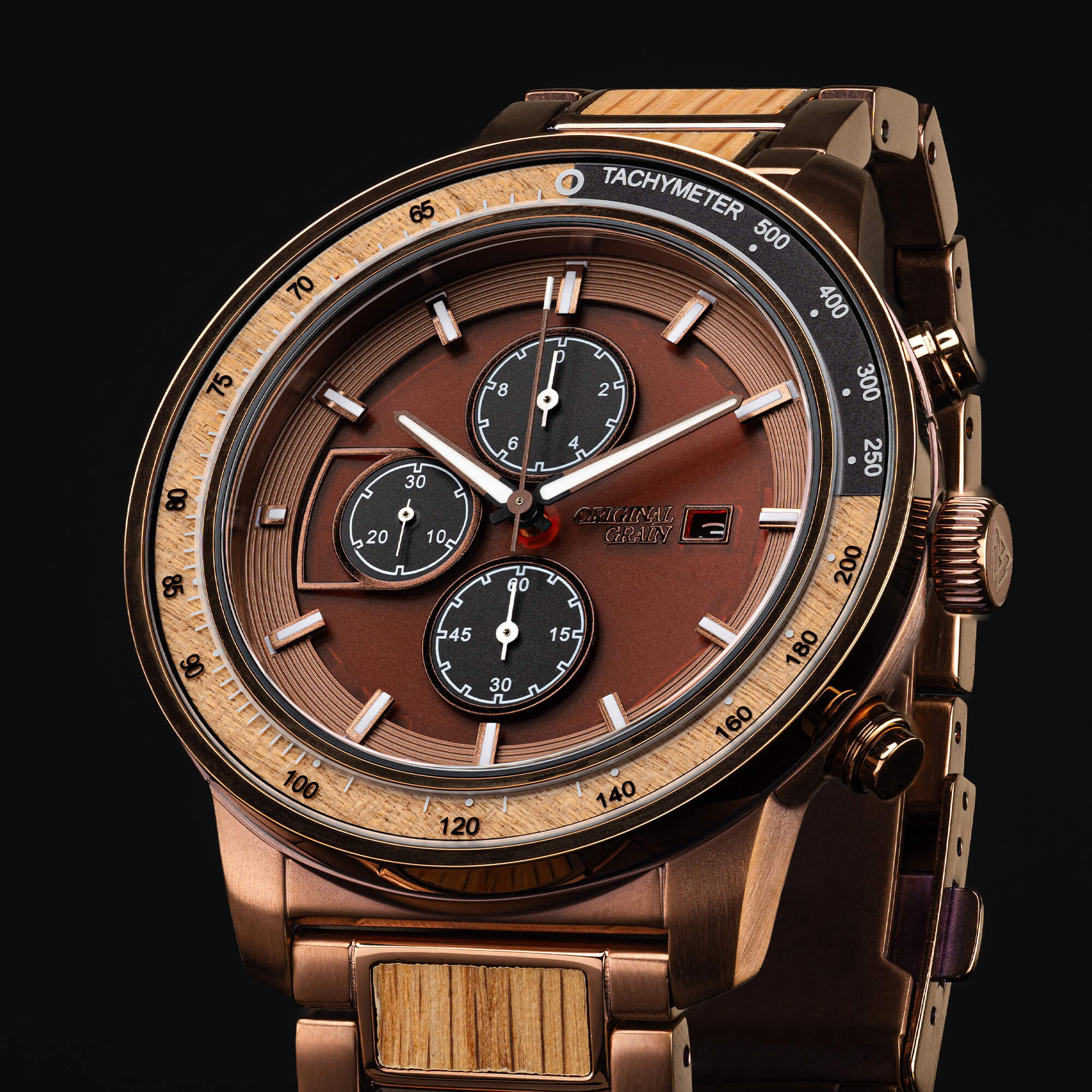 Whiskey Espresso Barrel Solar Chrono 45mm - Image 4